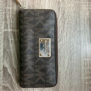 Michael Kors Dark Brown and Black Zip Wallet